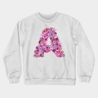 Pink Floral Letter A Crewneck Sweatshirt